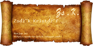 Zsák Kristóf névjegykártya